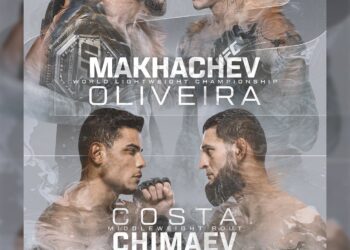 Double trouble! New UFC 294 poster drops for ‘Makhachev vs. Oliveira 2’