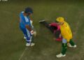 [WATCH] IND vs SA 2025: Umpire Rohan Pandit down in pain as Sanju Samson drive hits knee